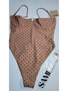 SAME Los Angeles Polka Dot One Piece Swimsuit Underwire Pink Blush Medium NWT